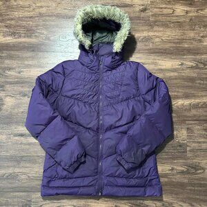 NIKE Y2K Purple Puffer Jacket Removable Fur Hood - Women’s XL